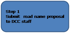 Rounded Rectangle: Step 1
Submit  road name proposal  to DCC staff
