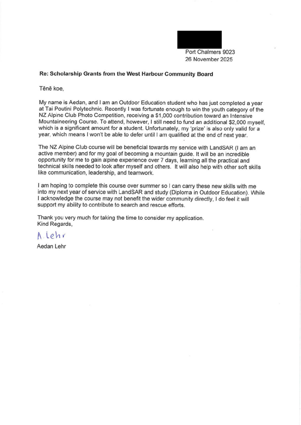 A letter of recommendation from a community board

Description automatically generated