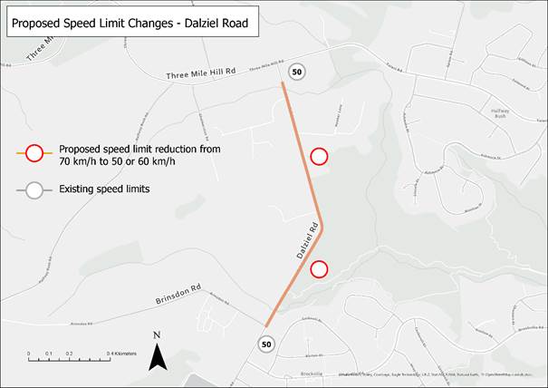 A map with red circles and black text